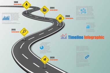 Yol haritası zaman çizelgesi Infographic, vektör çizim