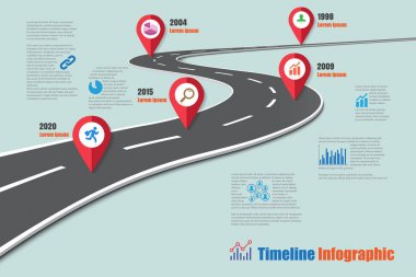 Yol haritası zaman çizelgesi Infographic, vektör çizim