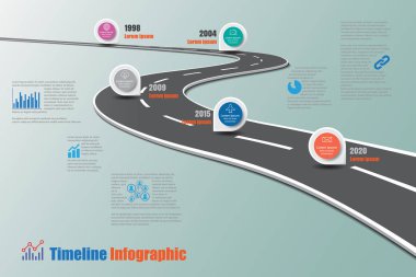Yol haritası zaman çizelgesi Infographic, vektör çizim