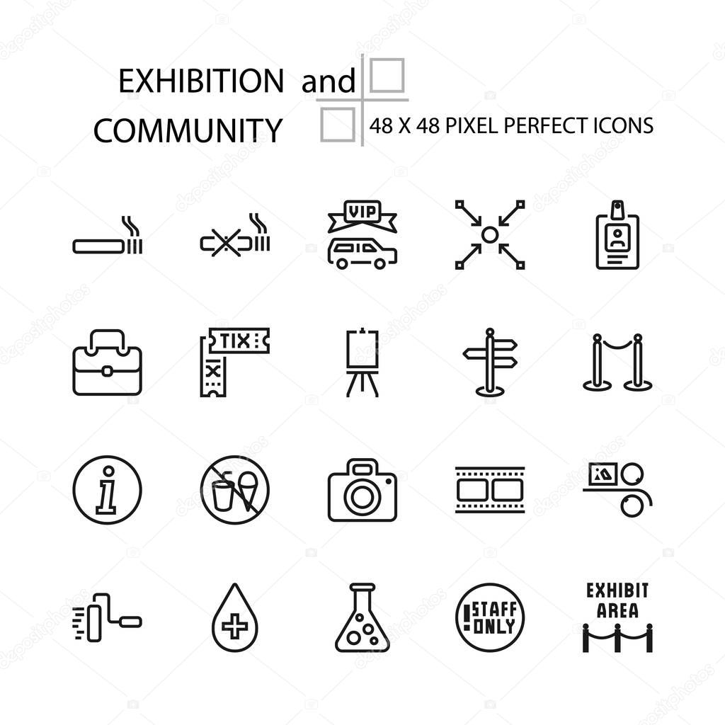 EXHIBITION and COMMUNITY vector line 48x48 Pixel Perfect Icons