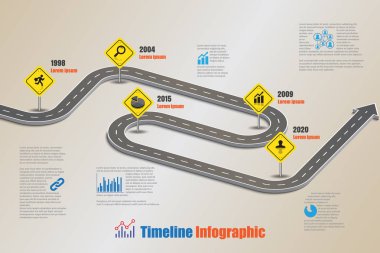Yol haritası zaman çizelgesi Infographic, vektör çizim