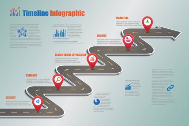 Yol haritası zaman çizelgesi Infographic, vektör çizim