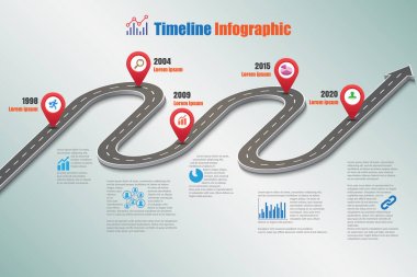 Yol haritası zaman çizelgesi Infographic, vektör çizim