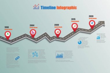 Yol haritası zaman çizelgesi Infographic, vektör çizim