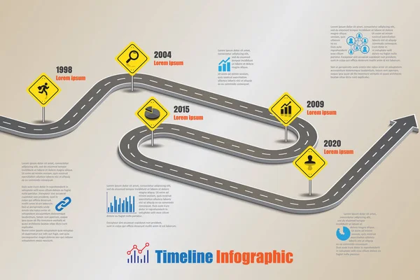 Road map Timeline Infographic, Vector Illustration — Stock Vector