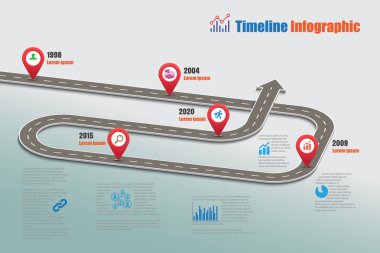 Yol haritası zaman çizelgesi Infographic, vektör çizim