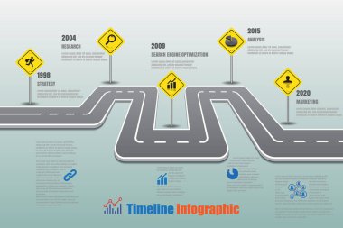 Yol haritası zaman çizelgesi Infographic, vektör çizim
