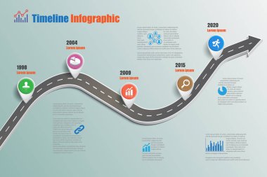 Yol haritası zaman çizelgesi Infographic, vektör çizim