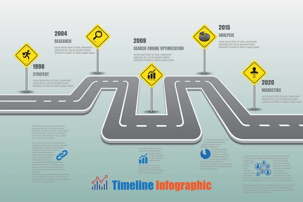 Road map Timeline Infographic, Vector Illustration — Stock Vector