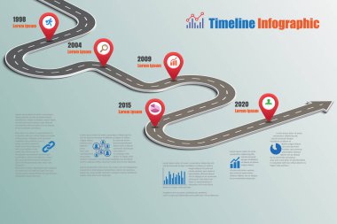 Yol haritası zaman çizelgesi Infographic, vektör çizim