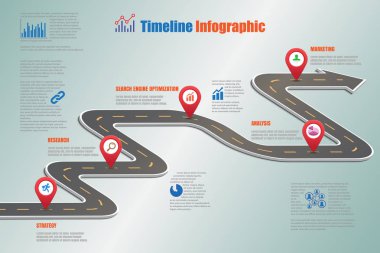 Yol haritası zaman çizelgesi Infographic, vektör çizim
