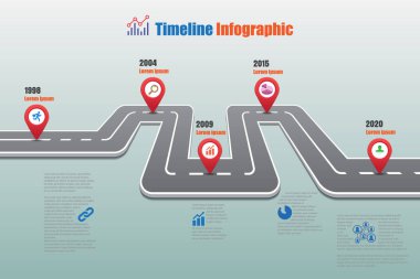Yol haritası zaman çizelgesi Infographic, vektör çizim