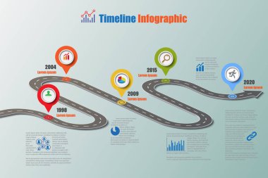 Yol haritası zaman çizelgesi Infographic, vektör çizim