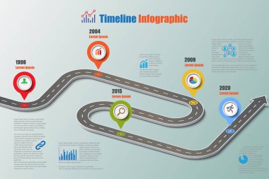 Yol haritası zaman çizelgesi Infographic, vektör çizim