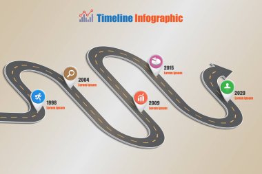 Yol haritası zaman çizelgesi Infographic, vektör çizim