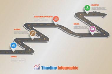 Yol haritası zaman çizelgesi Infographic, vektör çizim