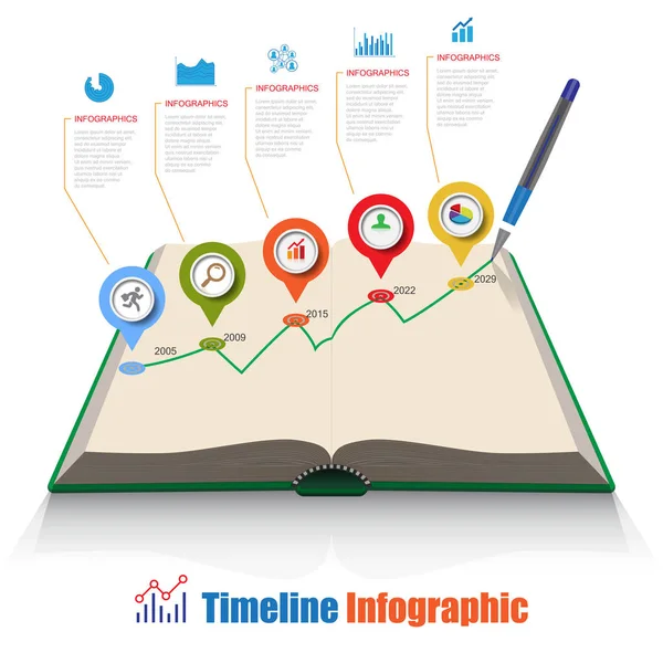 创意无限的商业时间线图表书概念 — 图库矢量图片