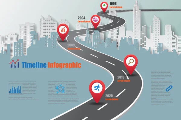 Miasto osi czasu Infographic, ilustracji wektorowych — Wektor stockowy