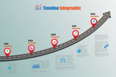 Yol haritası zaman çizelgesi Infographic, vektör çizim