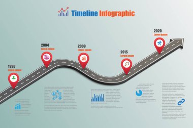 Yol haritası zaman çizelgesi Infographic, vektör çizim