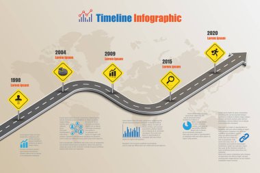 Yol haritası zaman çizelgesi Infographic, vektör çizim