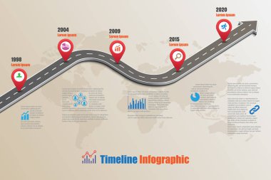 Yol haritası zaman çizelgesi Infographic, vektör çizim