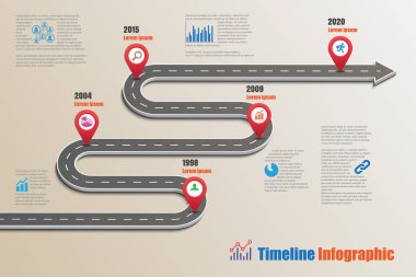 Yol haritası zaman çizelgesi Infographic, vektör çizim