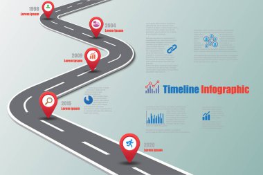 Yol haritası zaman çizelgesi Infographic, vektör çizim