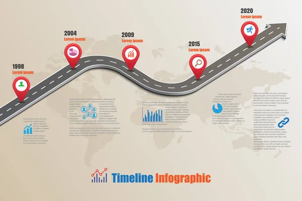 Roteiro Linha do tempo Infográfico, Ilustração vetorial — Vetor de Stock