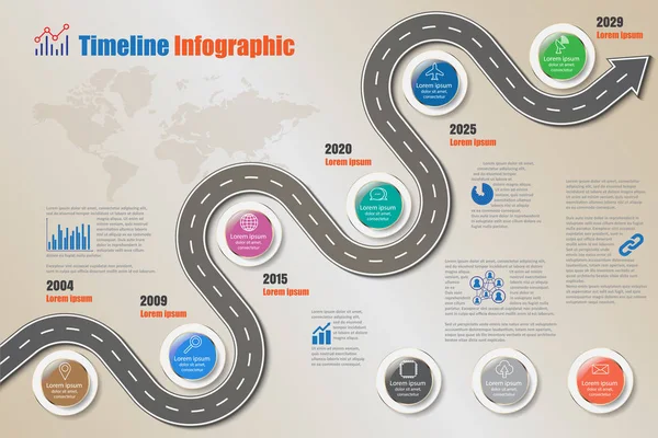 Roteiro Linha do tempo Infográfico, Ilustração vetorial —  Vetores de Stock