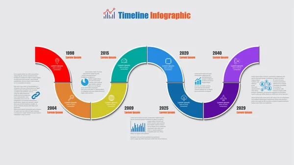 Strassenkarte Zeitleiste Infografik, Vektorillustration — Stockvektor