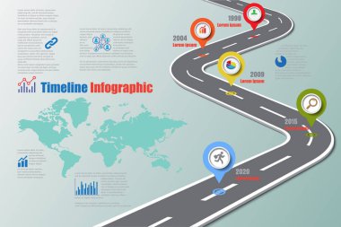 Yol haritası zaman çizelgesi Infographic, vektör çizim