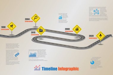 Yol haritası zaman çizelgesi Infographic, vektör çizim