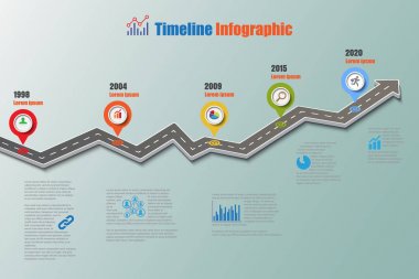 Yol haritası zaman çizelgesi Infographic, vektör çizim
