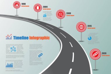 Yol haritası zaman çizelgesi Infographic, vektör çizim
