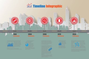 Şehir zaman çizelgesi Infographic, vektör çizim