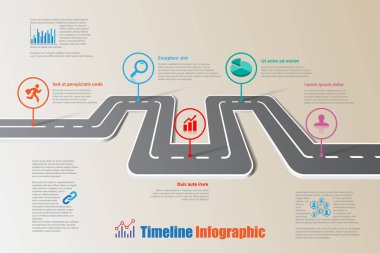 Yol haritası zaman çizelgesi Infographic, vektör çizim