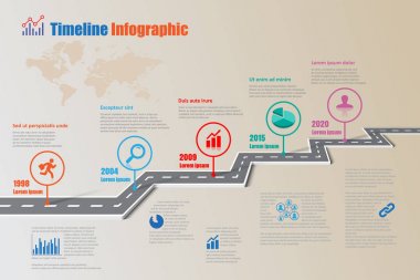 Yol haritası zaman çizelgesi Infographic, vektör çizim