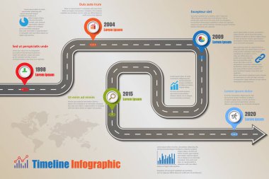 Yol haritası zaman çizelgesi Infographic, vektör çizim