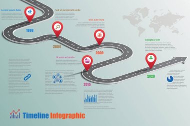 Yol haritası zaman çizelgesi Infographic, vektör çizim