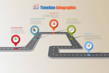 İş yol haritası zaman çizelgesi Infographic, vektör çizim