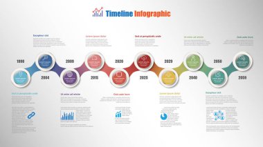 İş yol haritası zaman çizelgesi Infographic 10 adım daire, vektör çizim ile