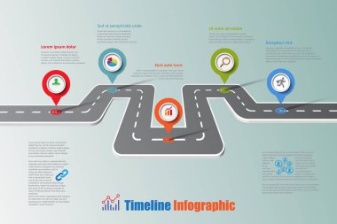 İş yol haritası zaman çizelgesi Infographic, vektör çizim
