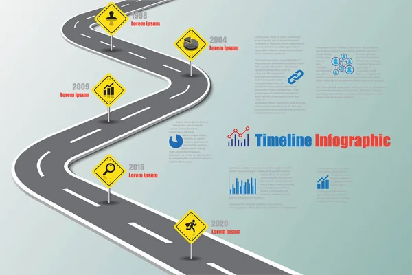 Üzleti út megjelenítése idővonal infographic, vektoros illusztráció — Stock Vector