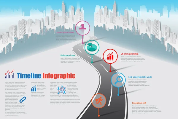 City business vägkarta tidslinje infographic, vektorillustration — Stock vektor