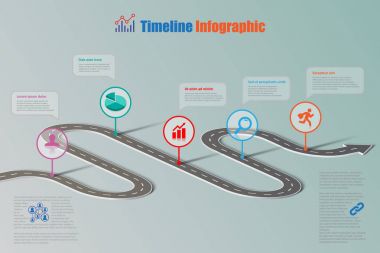 İş yol haritası zaman çizelgesi Infographic, vektör çizim