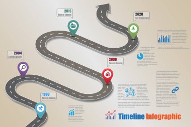 İş yol haritası zaman çizelgesi Infographic, vektör çizim