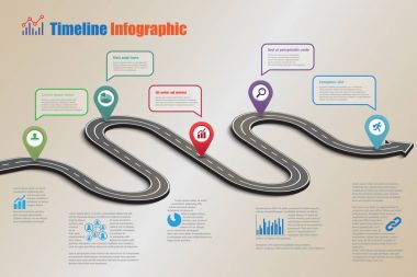 İş yol haritası zaman çizelgesi Infographic, vektör çizim