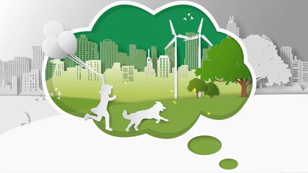 Zielonej energii odnawialnej ekologii technologii oszczędzania środowiskowo przyjacielski koncepty — Wektor stockowy
