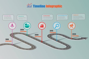 İş yol haritası zaman çizelgesi Infographic, vektör çizim